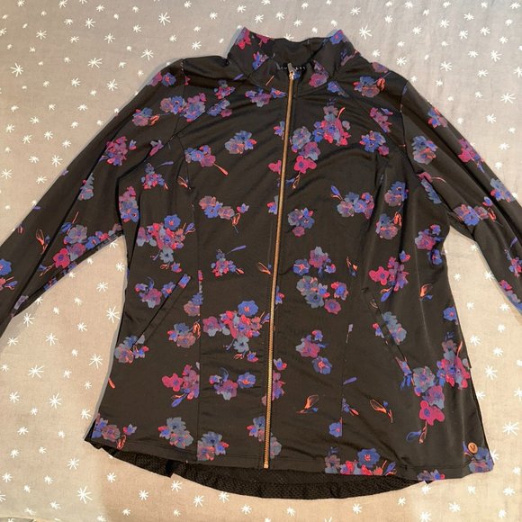 Lane Bryant Livi active peplum black floral athletic jacket size 22/24 - Picture 3 of 5